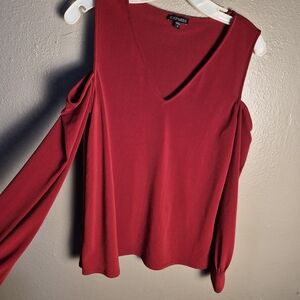 Express Women's Red V-Neck Top